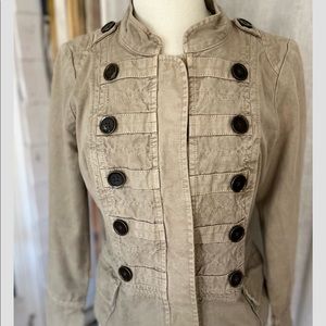 Tan beige trench coat style. Jacket utility